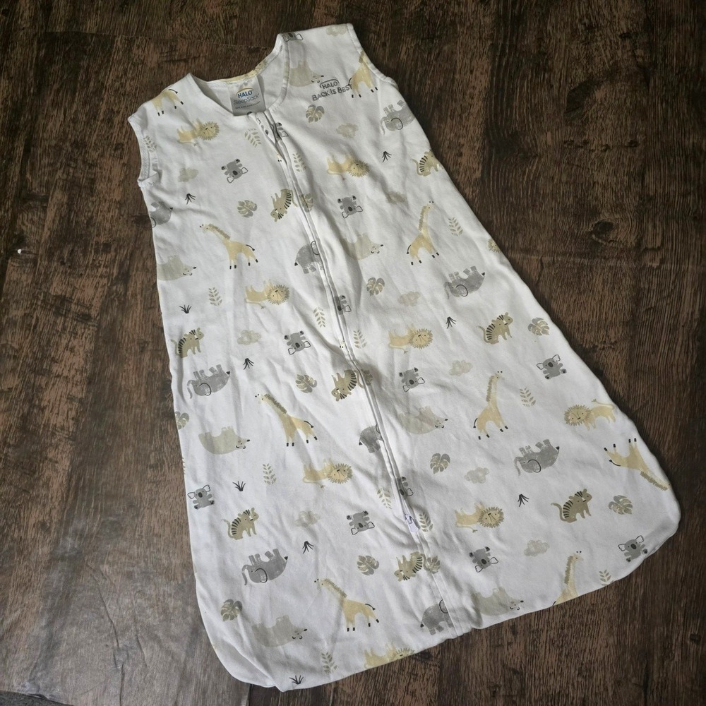 HALO SleepSack Baby Medium White Excellent Safari Animal Print Wearable‎ Blanket